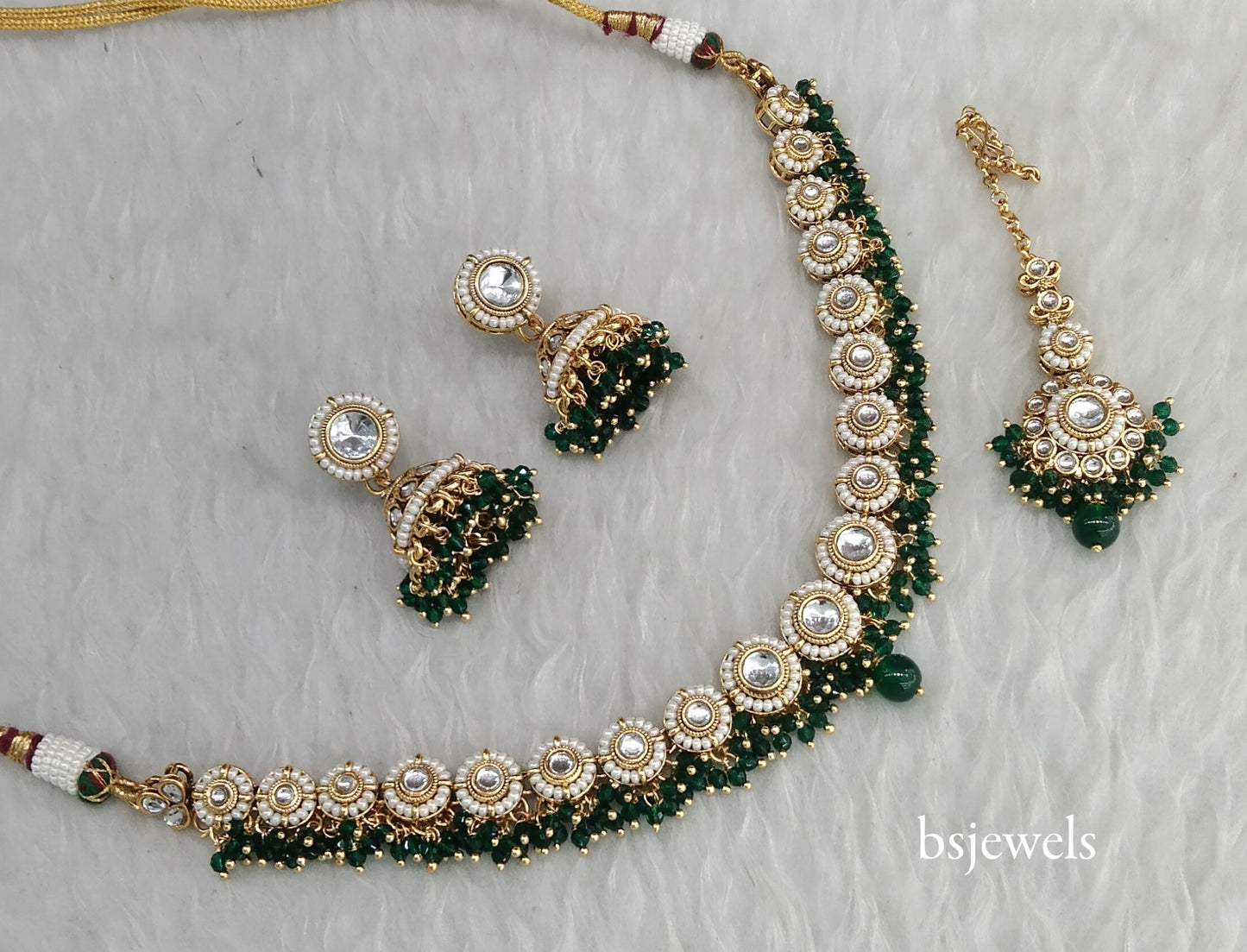 Green Kundan Necklace Ruhi sets