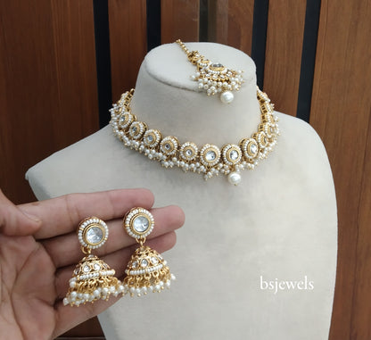 Gold White Kundan Necklace Ruhi sets