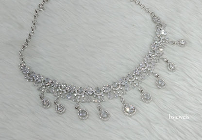 Silver American Diamond Ad Gaggi Necklace Set