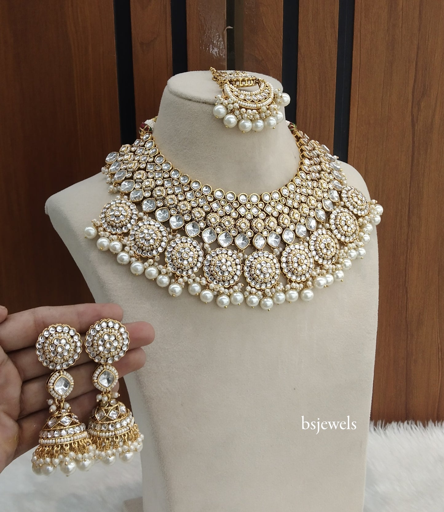 Gold Mint Pink Kundan Necklace Kirti sets