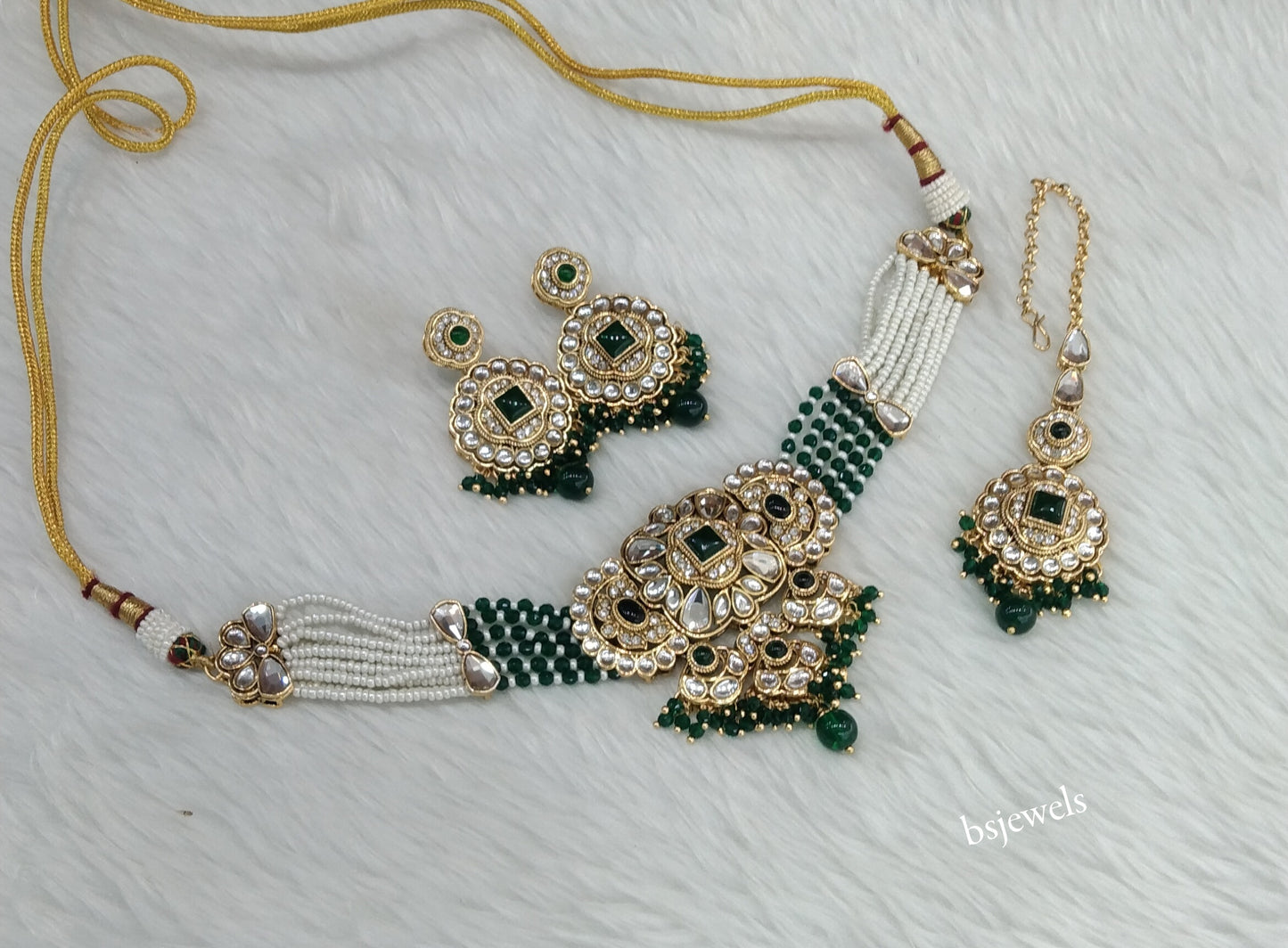 Gold Green Kundan Choker Jewellery Jasveer Sets