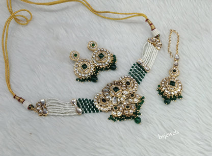 Gold Green Kundan Choker Jewellery Jasveer Sets