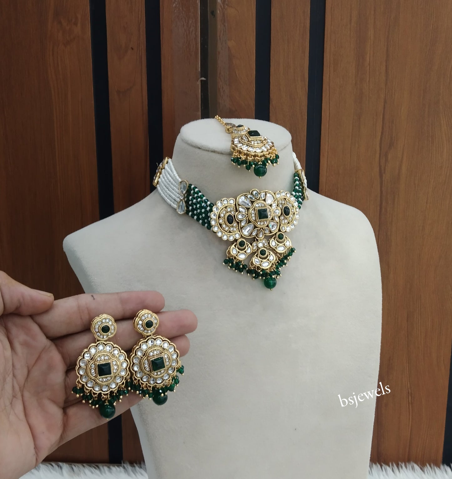 Gold Green Kundan Choker Jewellery Jasveer Sets