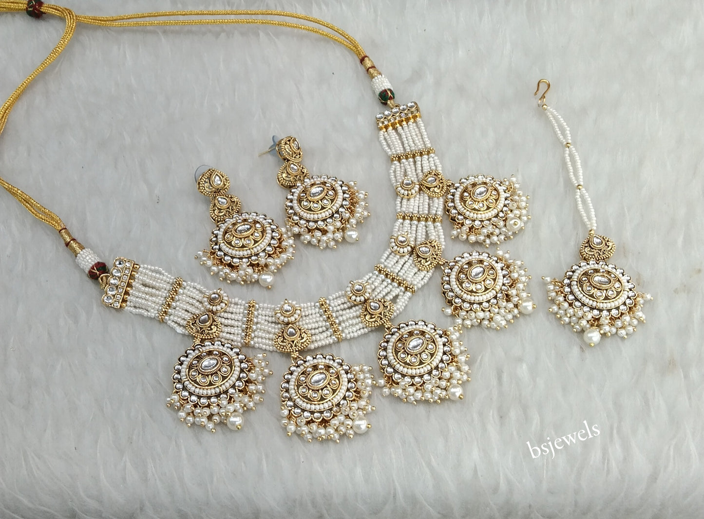 Gold White Kundan Necklace Sunita sets