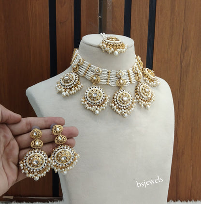 Gold White Kundan Necklace Sunita sets
