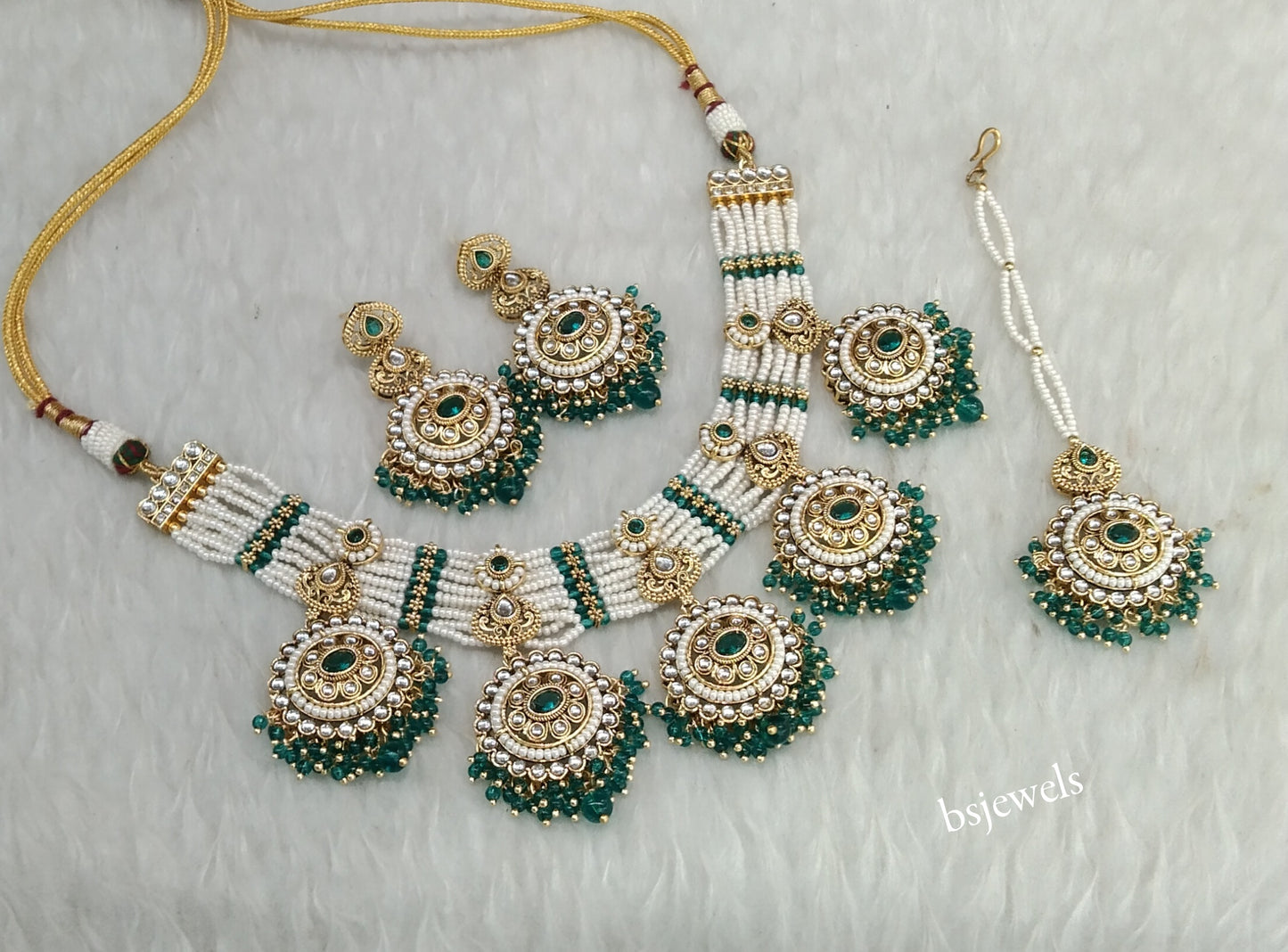 Rama Green Kundan Necklace Sunita sets