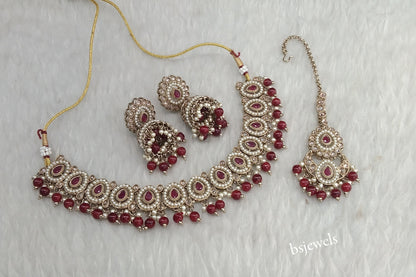 Antique Maroon Necklace Gira sets