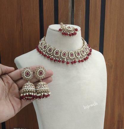 Antique Maroon Necklace Gira sets