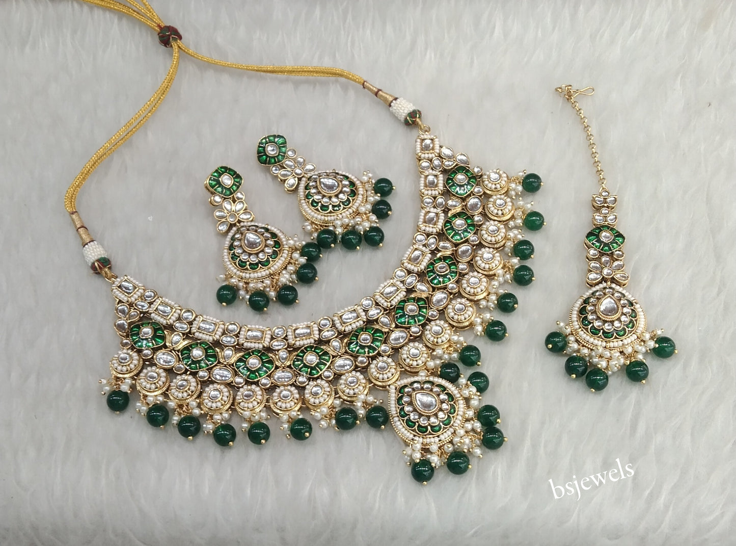 Gold Green Kundan Necklace Aira sets