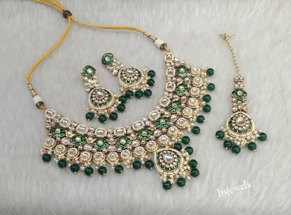 Gold Green Kundan Necklace Aira sets
