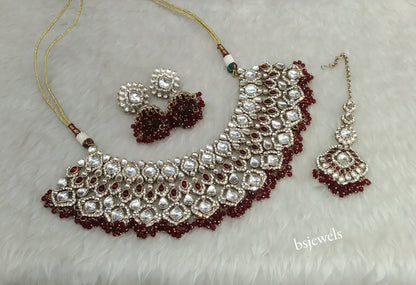 Antique Maroon Necklace Param sets