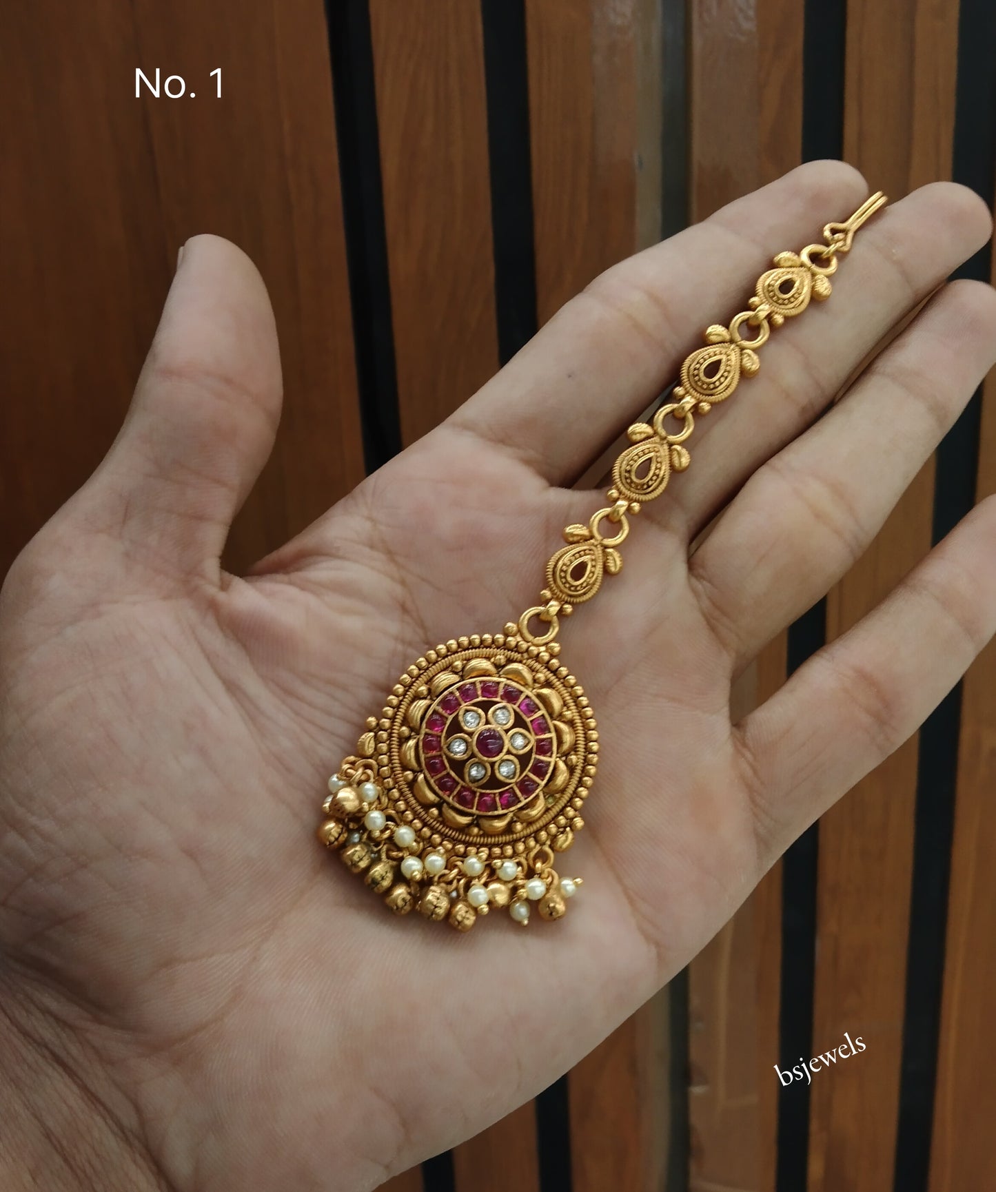 Gold polki Antique Gold Tikka Jewellery Headpiece Set