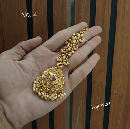 Gold polki Antique Gold Tikka Jewellery Headpiece Set