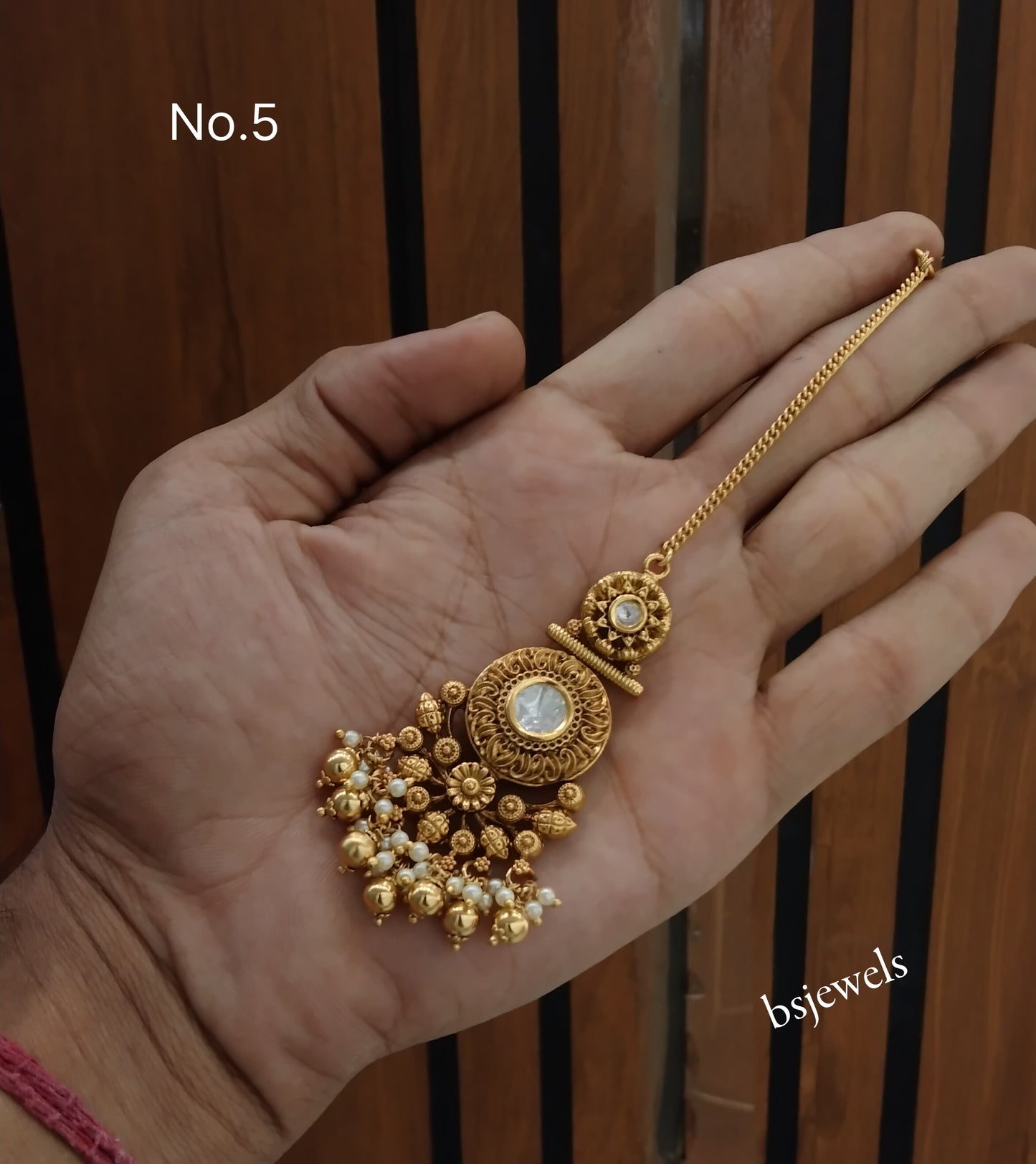 Gold polki Antique Gold Tikka Jewellery Headpiece Set