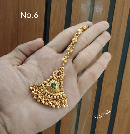 Gold polki Antique Gold Tikka Jewellery Headpiece Set
