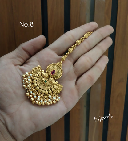 Gold polki Antique Gold Tikka Jewellery Headpiece Set