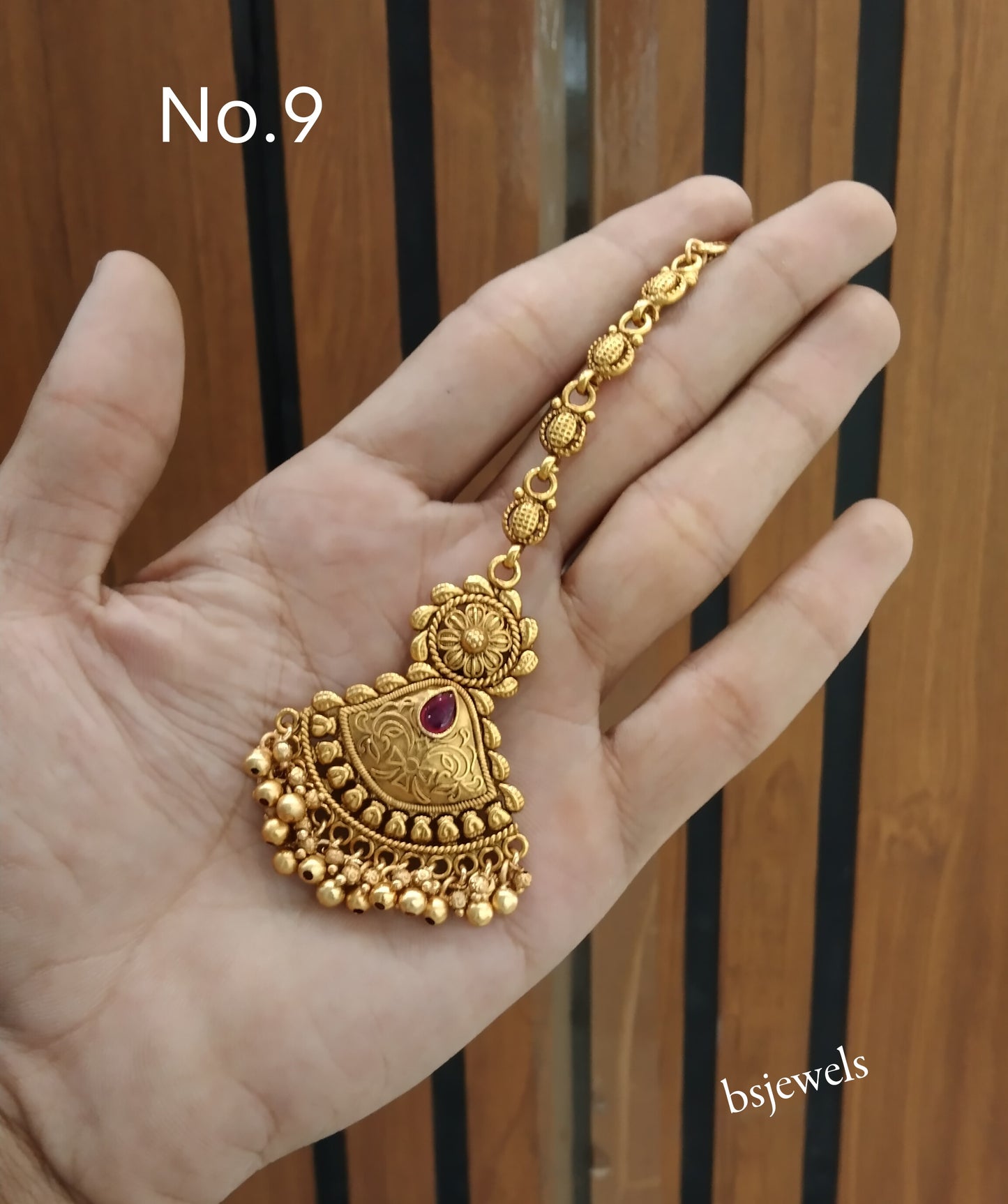 Gold polki Antique Gold Tikka Jewellery Headpiece Set