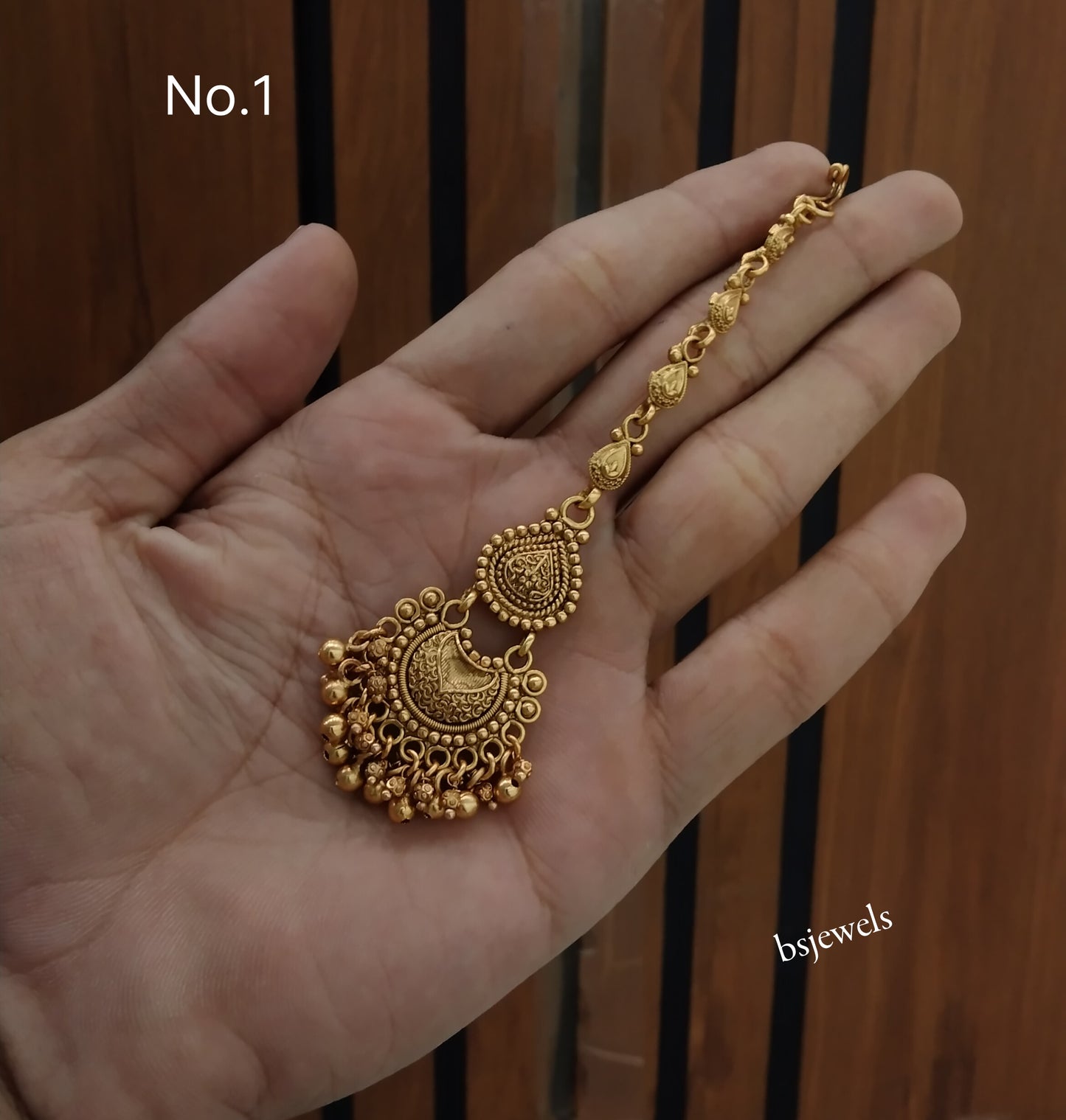 Gold polki Antique Gold Tikka Jewellery Headpiece Set