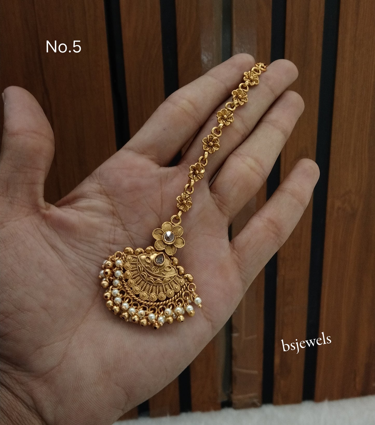 Gold polki Antique Gold Tikka Jewellery Headpiece Set