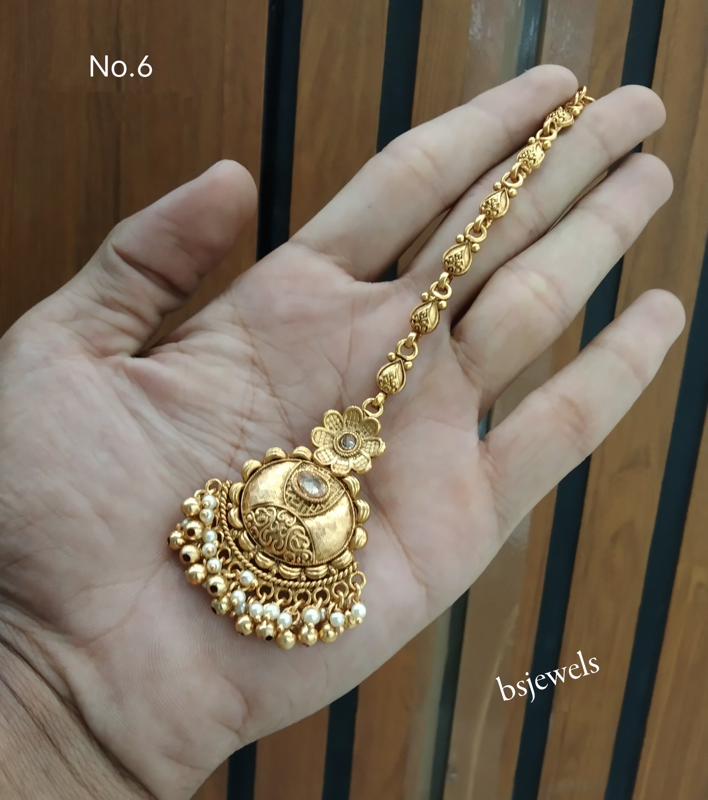 Gold polki Antique Gold Tikka Jewellery Headpiece Set