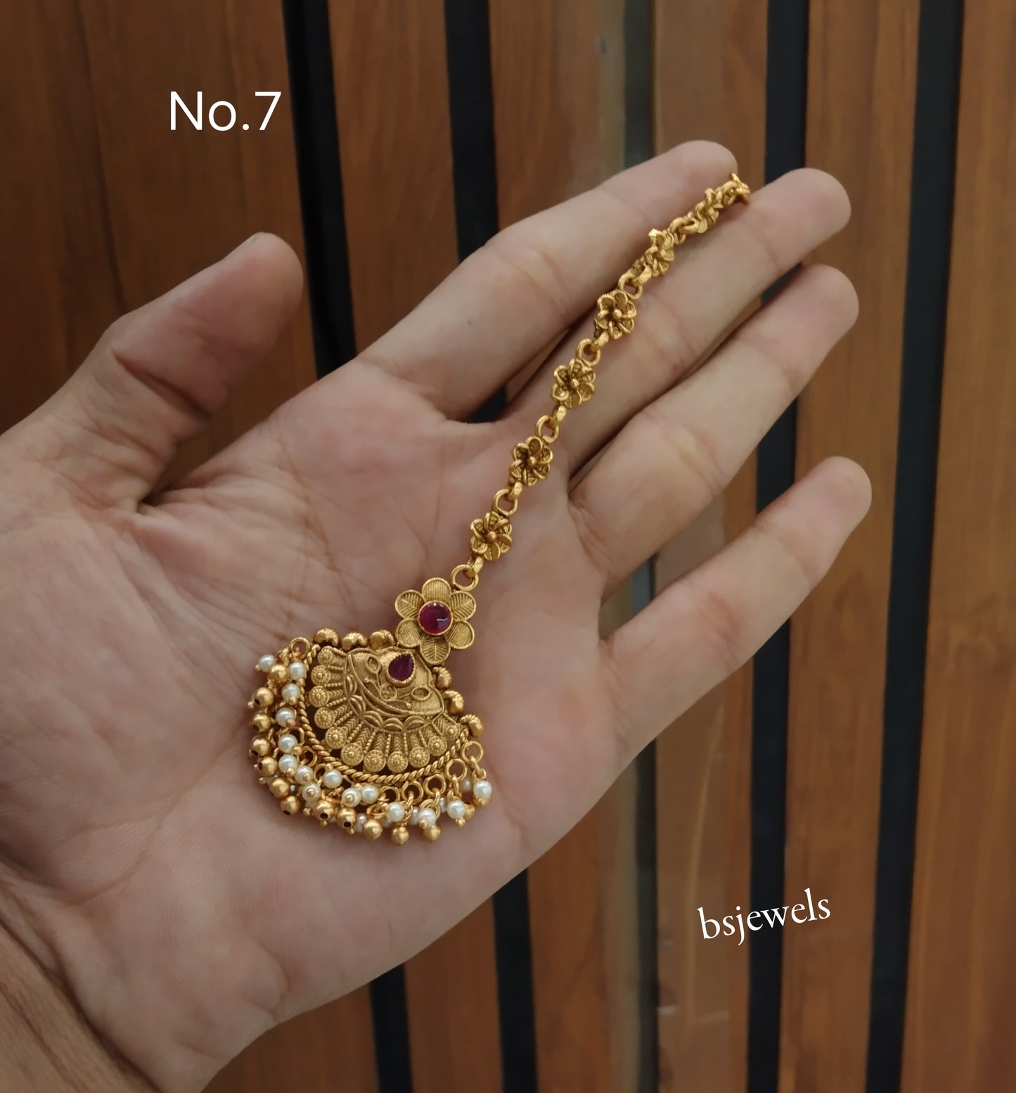 Gold polki Antique Gold Tikka Jewellery Headpiece Set