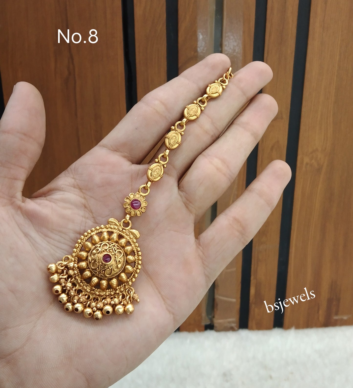Gold polki Antique Gold Tikka Jewellery Headpiece Set