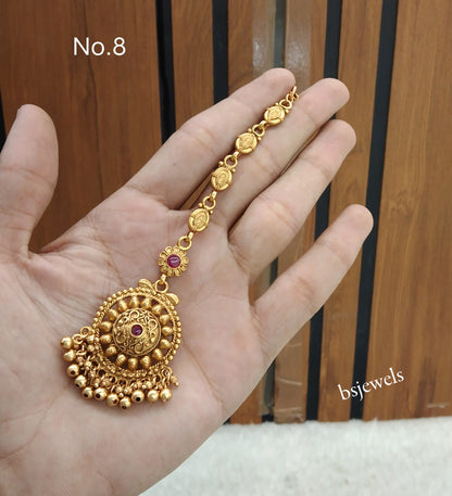Gold polki Antique Gold Tikka Jewellery Headpiece Set