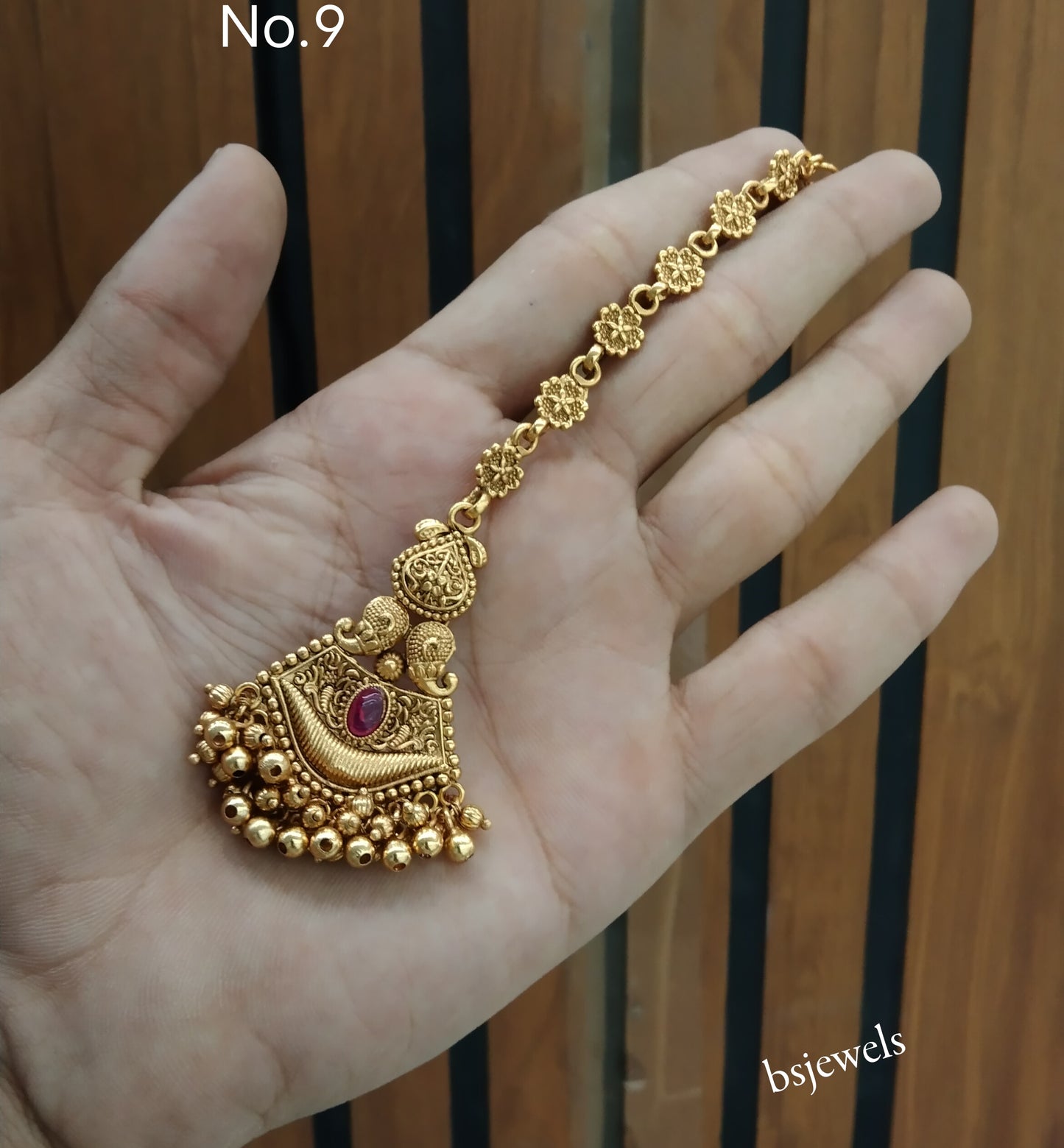 Gold polki Antique Gold Tikka Jewellery Headpiece Set