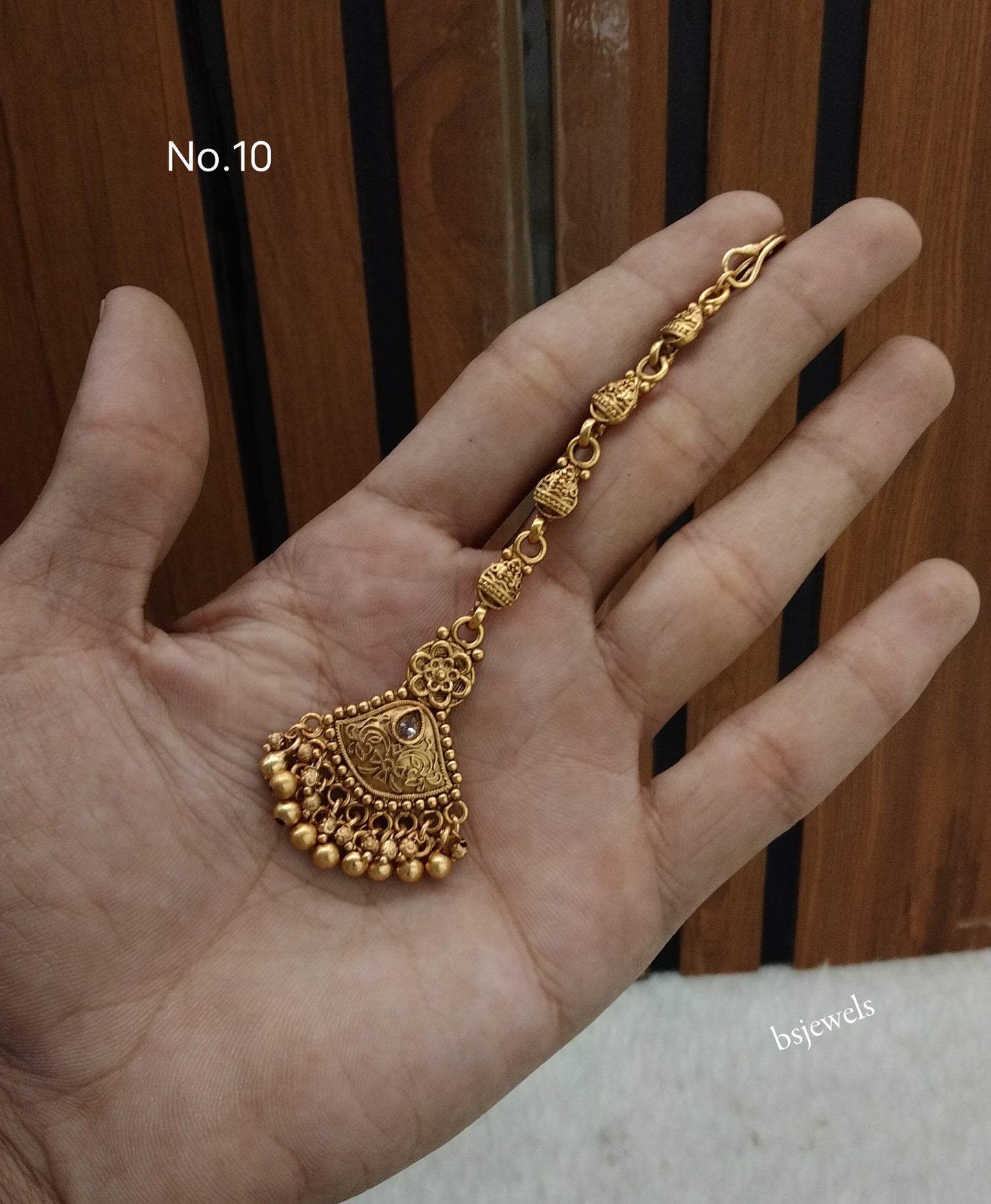 Gold polki Antique Gold Tikka Jewellery Headpiece Set