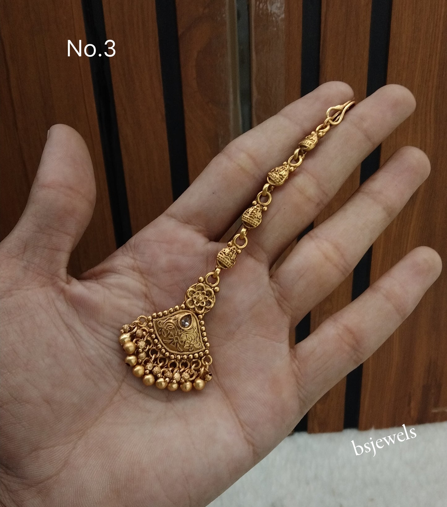 Gold polki Antique Gold Tikka Jewellery Headpiece Set