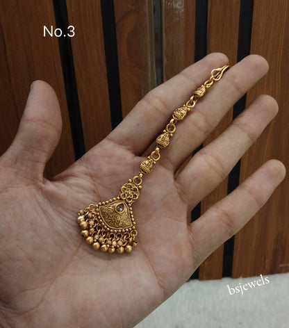 Gold polki Antique Gold Tikka Jewellery Headpiece Set