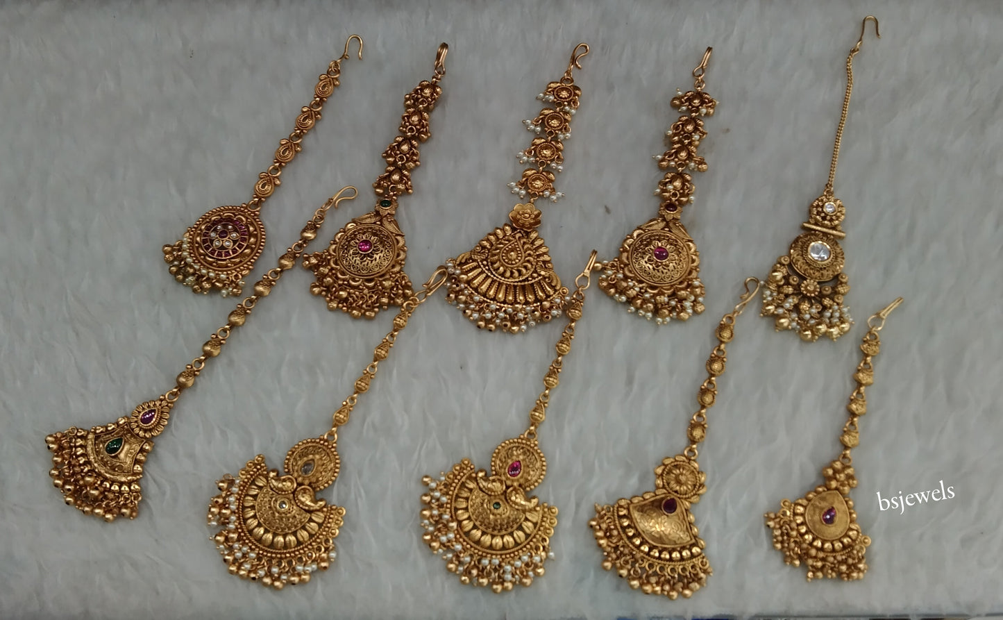 Gold polki Antique Gold Tikka Jewellery Headpiece Set
