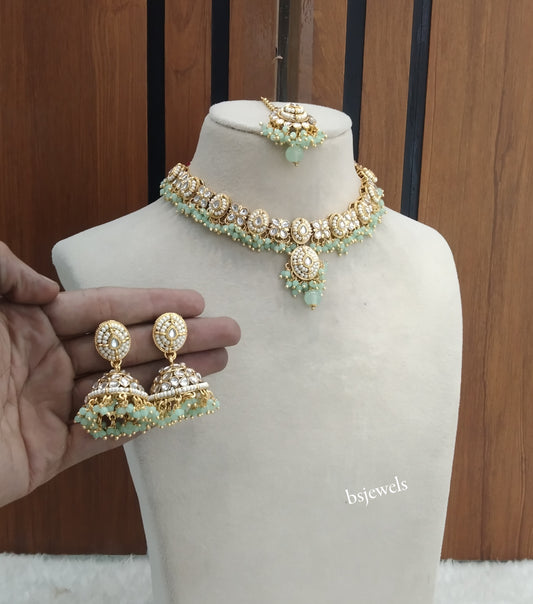 Gold Mint Kundan Rania Necklace sets