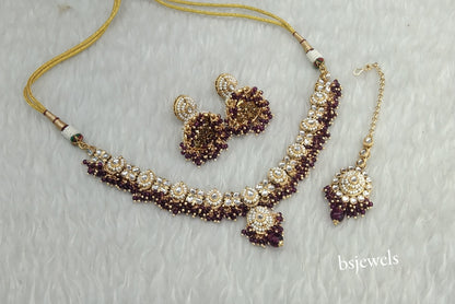 Gold Purple Kundan Rania Necklace sets