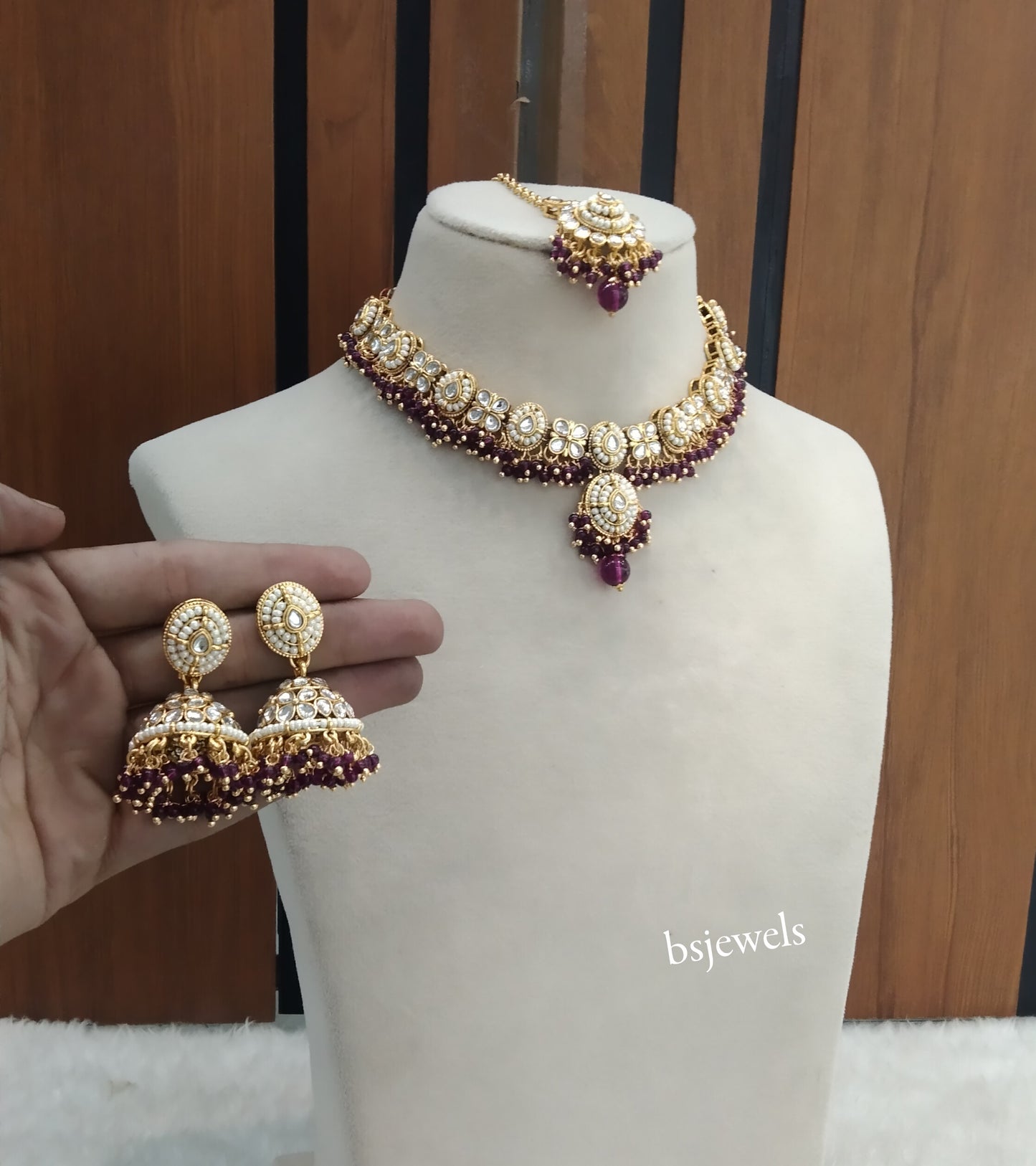 Gold Purple Kundan Rania Necklace sets