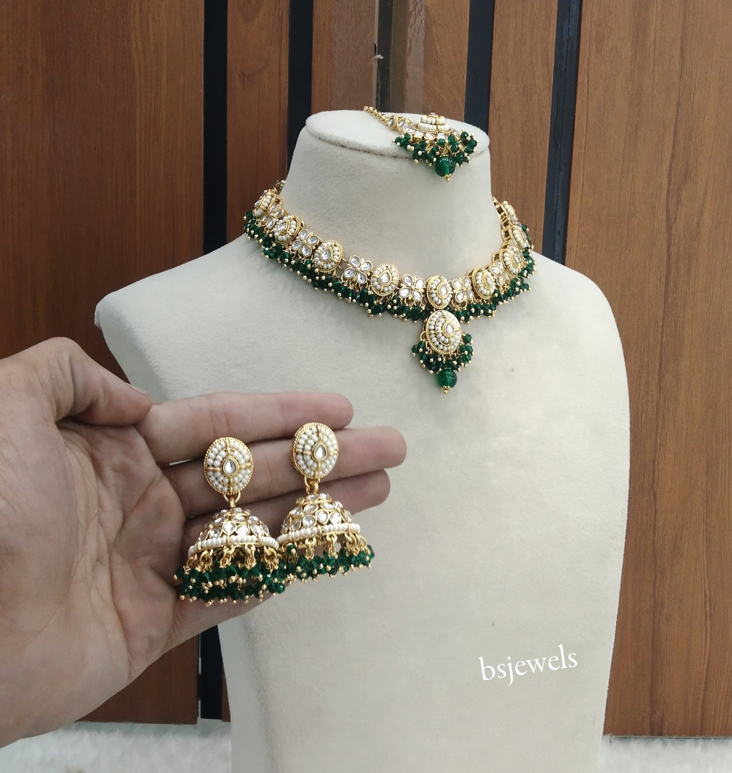 Gold Green Kundan Rania Necklace sets
