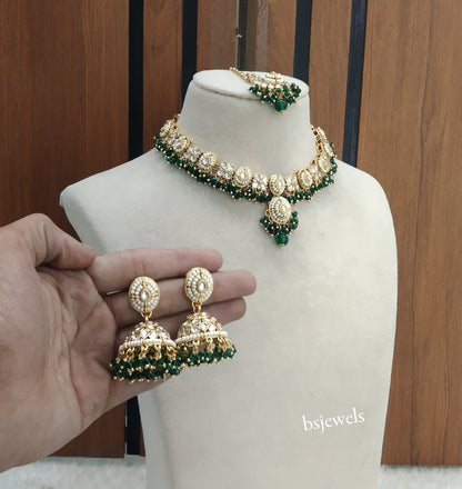 Gold Green Kundan Rania Necklace sets