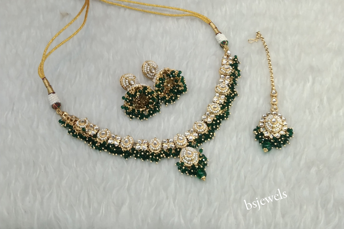 Gold Green Kundan Rania Necklace sets