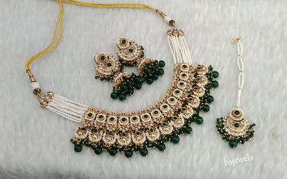 Gold Green Kundan Mia Necklace sets