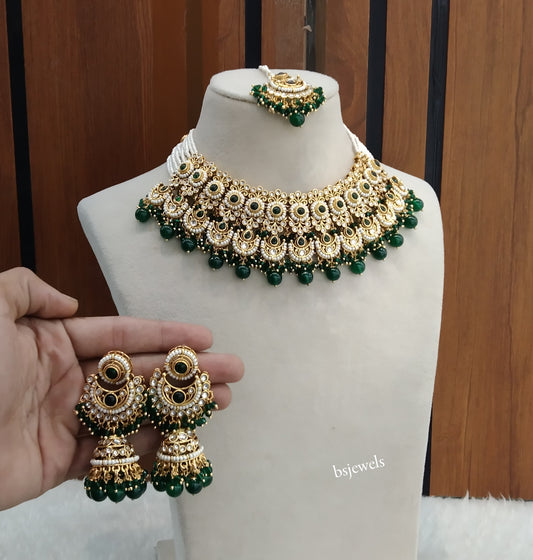 Gold Green Kundan Mia Necklace sets