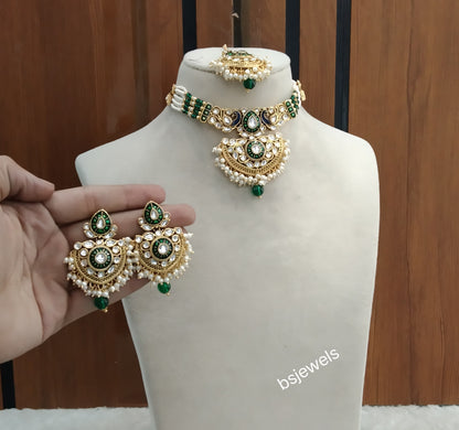 Green Kundan Choker Indian jewellery Ella sets