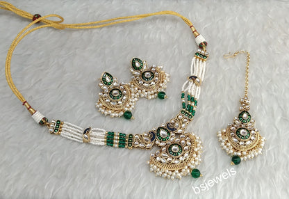 Green Kundan Choker Indian jewellery Ella sets