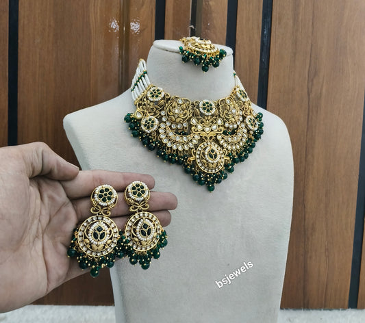 Gold Green Kundan Gargi Necklace sets