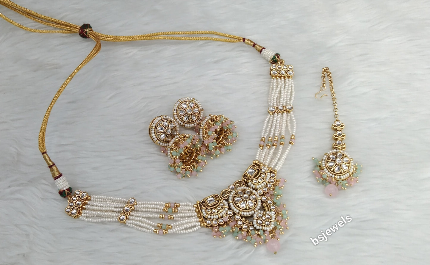 Mint Pink Kundan Choker Indian jewellery Emillia sets