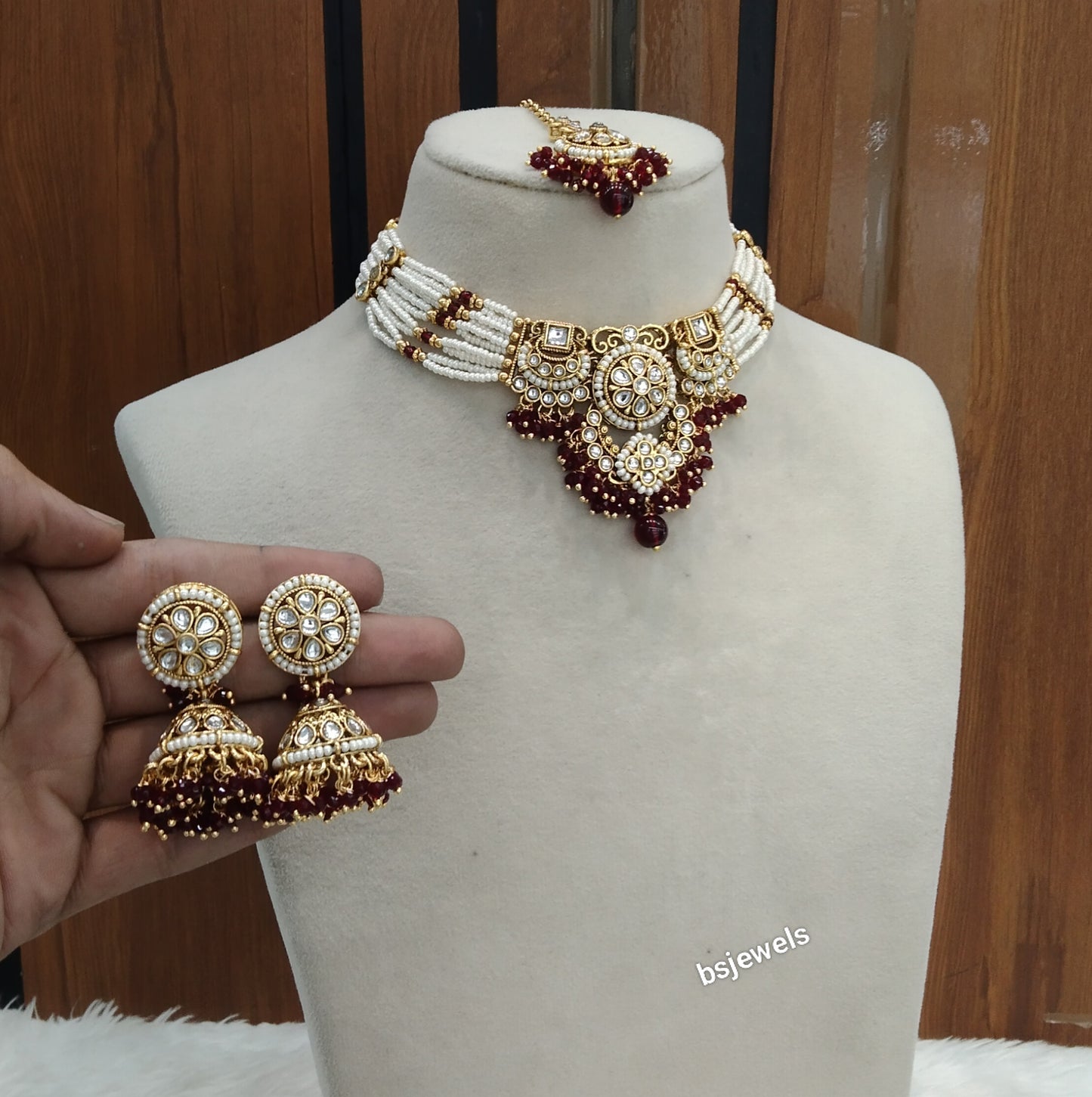 Mroon Kundan Choker Indian jewellery Emillia sets