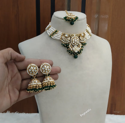 Green Kundan Choker Indian jewellery Emillia sets