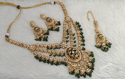 Gold Green Kundan necklace Set/ kundan Indian Elara jewellery  sets