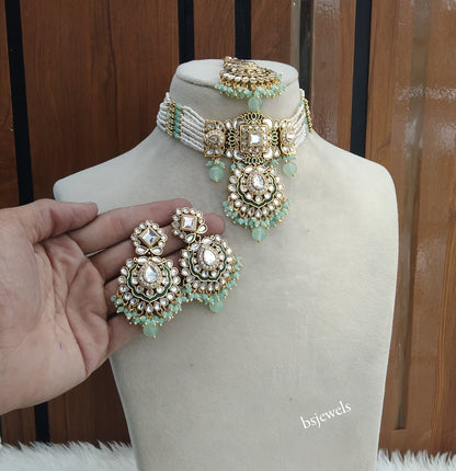 Mint Kundan Choker Jewellery Helena Sets