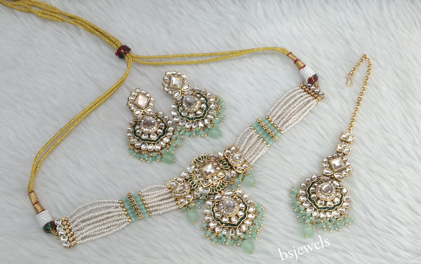 Mint Kundan Choker Jewellery Helena Sets