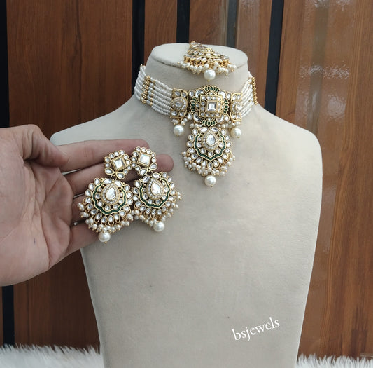 White Kundan Choker Jewellery Helena Sets